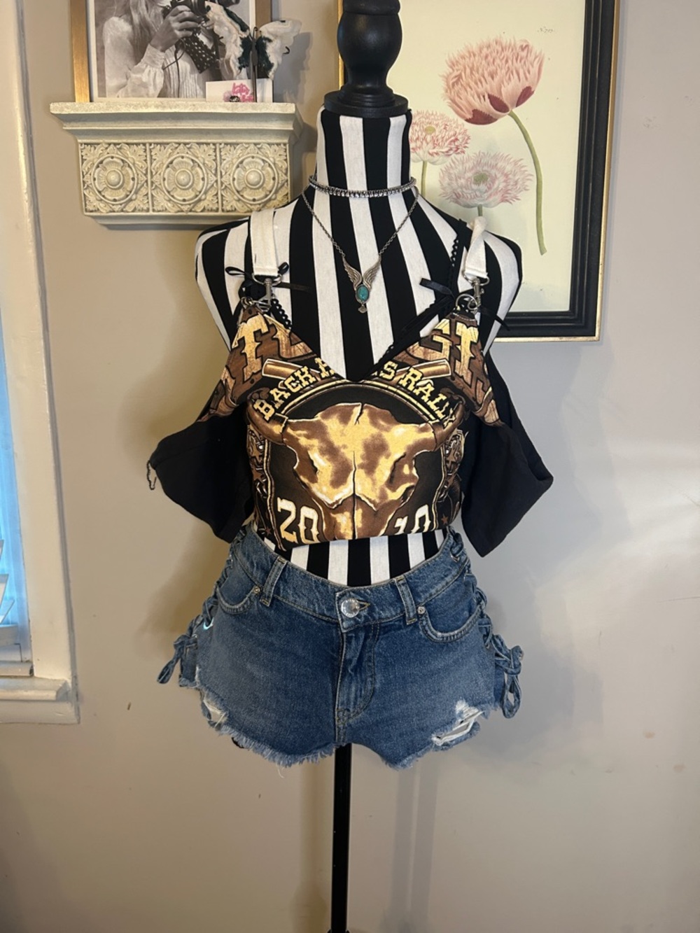 Furst of a kind VTG Sturgis Black Hills Reworked top shorts & leather pants